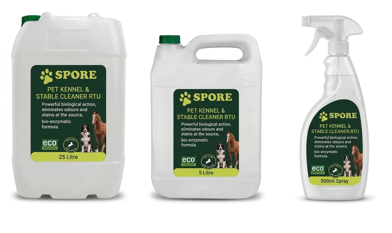 SPORE Pet Kennel and Stable Cleaner RTU in three sizes